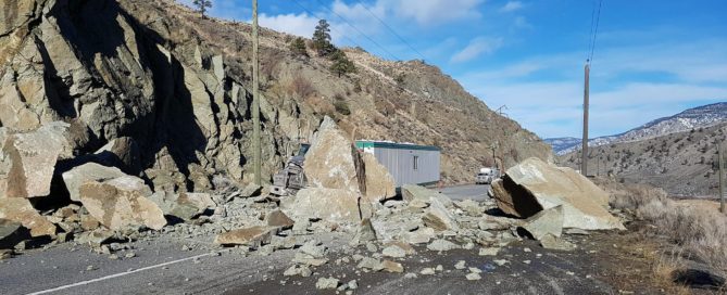Rock Slide Closes Hwy 1 near Spences Bridge