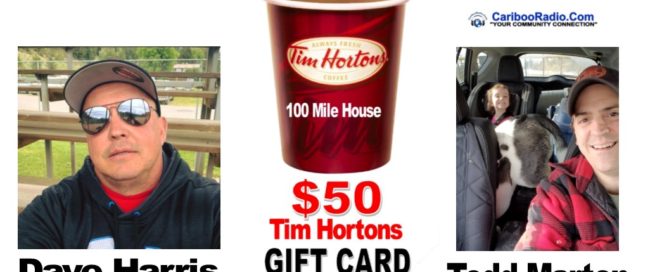 Free Tim Hortons Coffee is the reward for being a Cariboo Radio Road Warrior