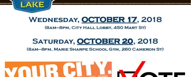 Advance Voting Williams Lake Local Government Election Wednesday Oct. 17th 8 am - 8 pm at City Hall, 450 Mart Street.