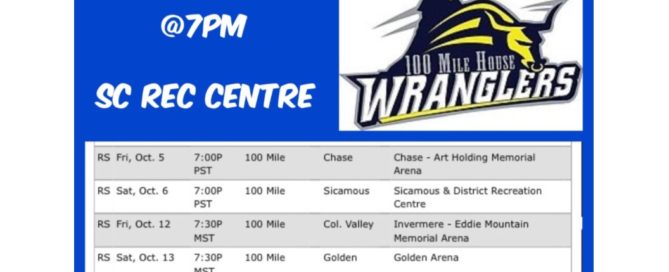 100 Mile House Wranglers on the road for the next two weekends.
