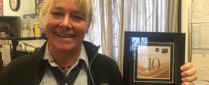 Lac La Hache Post Office 10 Years of Service.