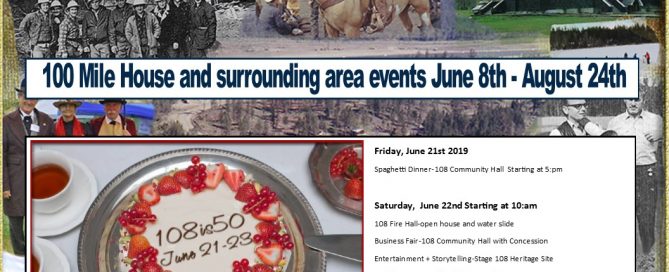 100 Mile House and surrounding area events June 8th - August 24th