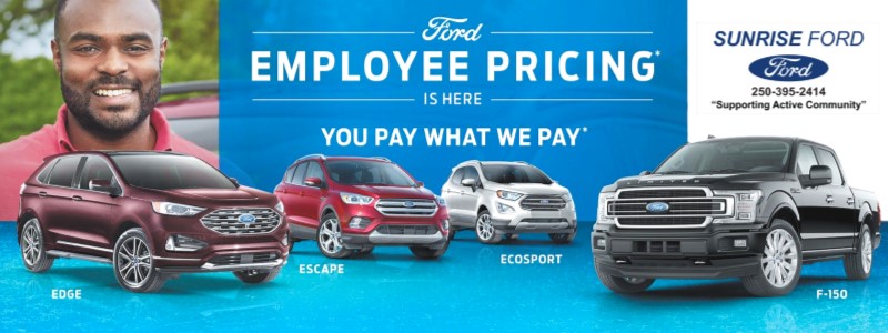 Employee Pricing Sunrise Ford 100 Mile House BC