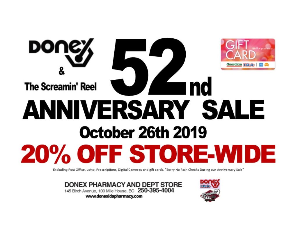 Donex Pharmacy 52nd Anniversary Sale October 26th 2019