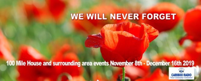 100 Mile House and surrounding area events November 8th - December 16th 2019