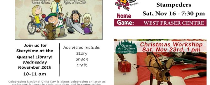 Happening in Quesnel and area November 15th - November 20th 2019