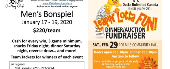 Happening in 100 Mile House and surrounding area January 10th - February 29th 2020