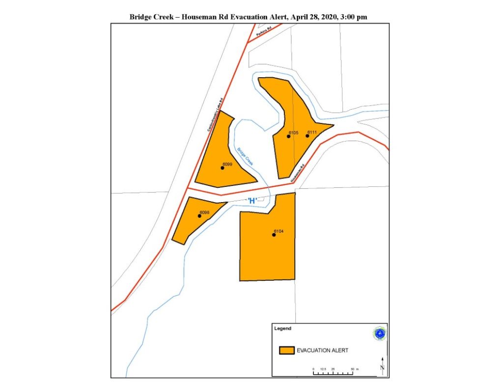 Bridge Creek–Houseman Rd Evacuation Alert April 28 2020 300pm