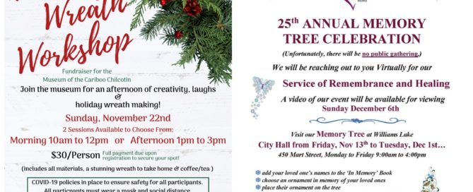 Happening in Williams Lake and surrounding area November 13th - December 5th 2020