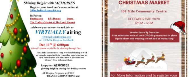 Coming up in 100 Mile House area December 4th - December 23rd 2020